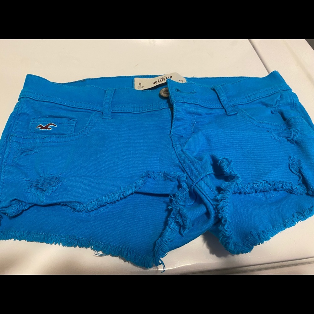 Hollister blue shorts ripped style